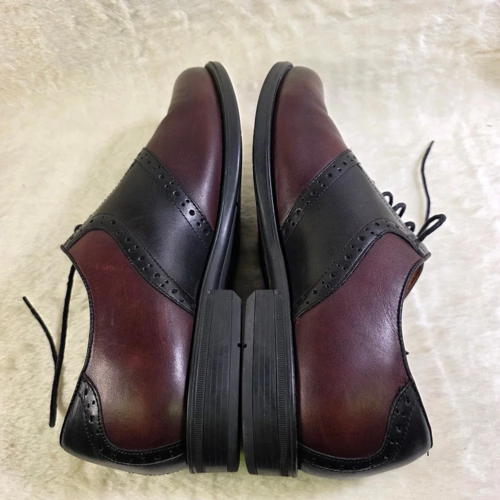 Florsheim Ortholite Saddle Shoes Burgundy Black Leather Brogue Oxford Mens 12EEE